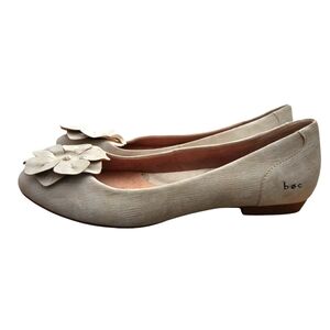 b.o.c Cream Flats With Rounded Toe and Flower Embellishment - 9M